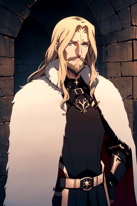 3978522859-2719987631-castlevania style,  (very detailed background_1.5), indoors, cave, _1boy, armor, bangs, black armor, black coat, blonde hair, bl.png